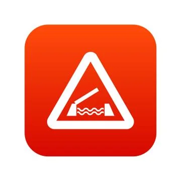 Lifting bridge warning sign icon digital red Illustrazione stock