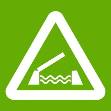 Lifting bridge warning sign icon green Illustrazione stock