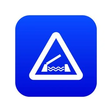 Lifting bridge warning sign icon digital blue Stockillustratie