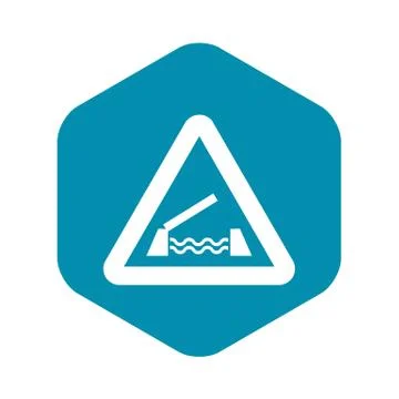 Lifting bridge warning sign icon, simple style Illustrazione stock
