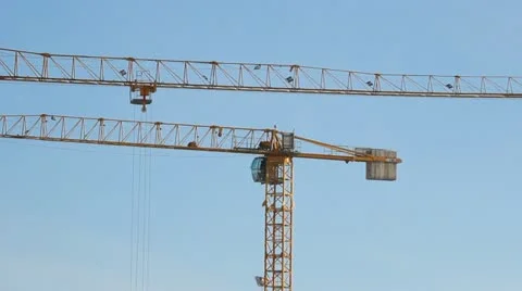 Lifting construction crane. construction site Stock Footage