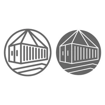 Lifting container line and solid icon, delivery symbol, crane hook loading Illustrazione stock