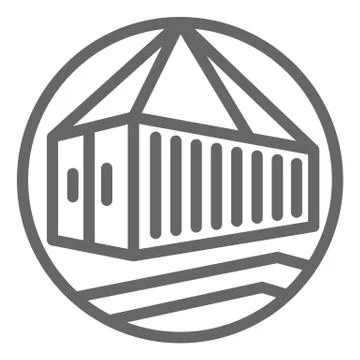 Lifting container line icon, delivery symbol, crane hook loading container Illustrazione stock