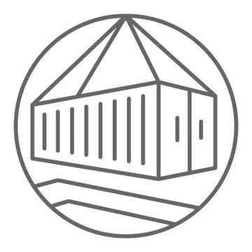 Lifting container thin line icon, delivery symbol, crane hook loading container Illustrazione stock
