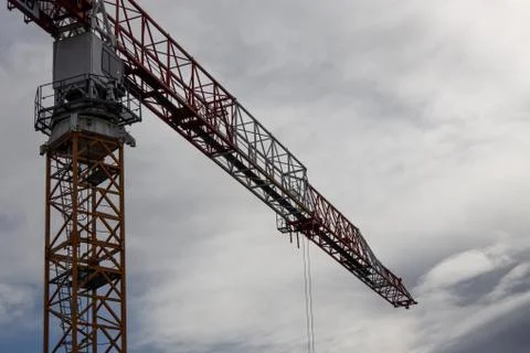 Lifting crane at the construction site of bus station. October 6, Opole, Poland Foto stock
