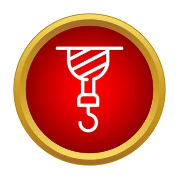 Lifting crane hook line icon on red background Ilustración de archivo