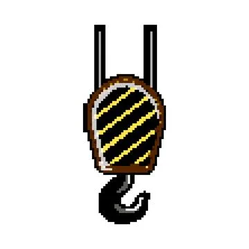 Lifting crane hook pixel art vector illustration Stock Illustration