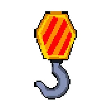 Lifting crane hook pixel art vector illustration Ilustração Stock