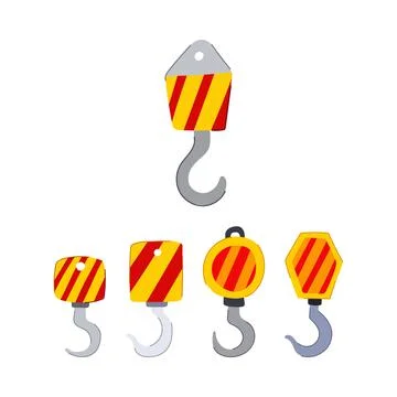 Lifting crane hook with warning striped pattern Stock Illustration