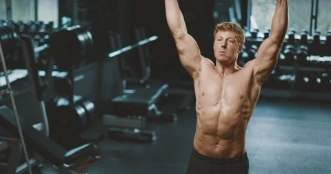 Lifting dumbbells like feathers Stock Footage 126790206