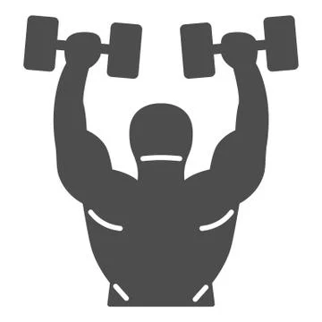 Lifting dumbbells solid icon, Gym concept, Weightlifter sign on white background イラスト素材
