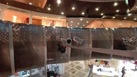Lifting in the elevator in the shopping center. St. Petersburg, Russia Stock Footage 85128671