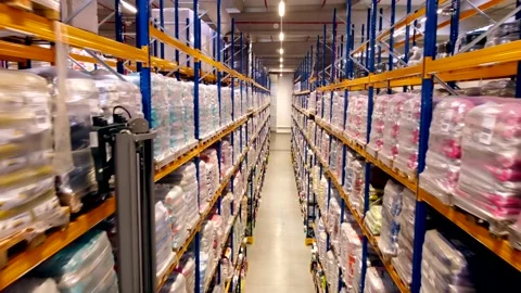 Lifting goods in warehouse Stock Footage 174830710
