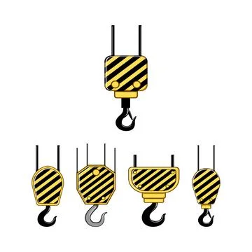 Lifting hooks set for construction and industry Ilustración de archivo