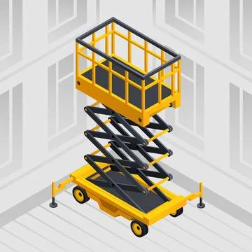 Lifting machine concept background, isometric style Stock Illustration