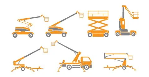 Lifting machine icons set. Vector. Illustration Stock Illustration