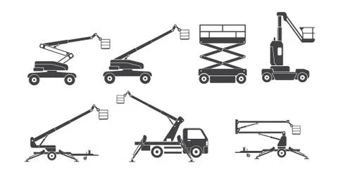 Lifting machine icons set. Vector. Illustration Stock Illustration