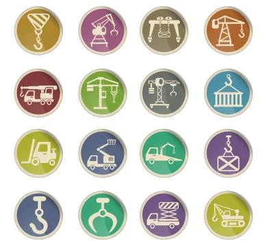 Lifting machines icon set Stock Illustration