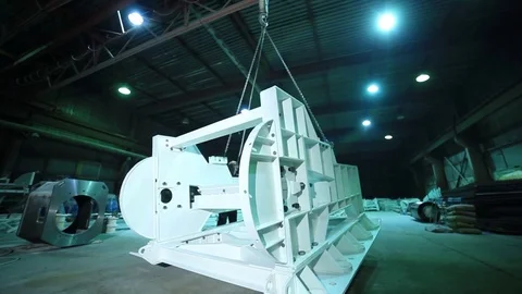 Lifting metal construction at factory Stock Footage 76594993