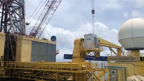 Lifting operations on a drilling rig Stock Footage 114740268