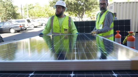 Lifting The Panels Stock Footage 123947727