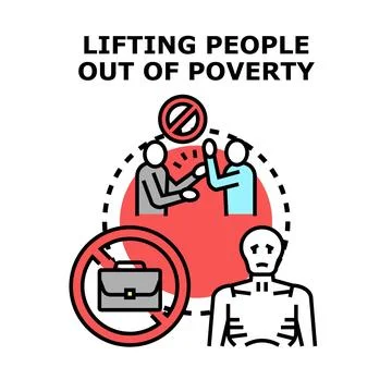 Lifting people out of poverty vector concept Stock Illustration