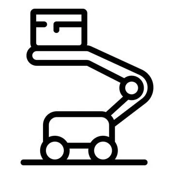 Lifting platform holding a box, construction and cargo handling equipment ico Illustrazione stock