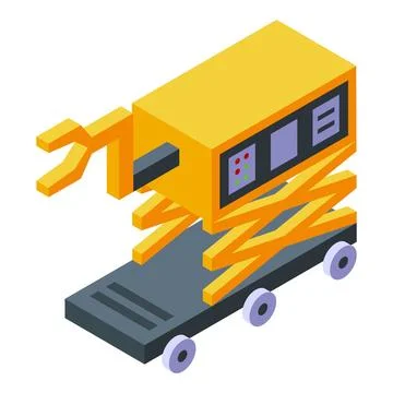 Lifting platform with hydraulic pantograph extended and control panel Stock Illustration