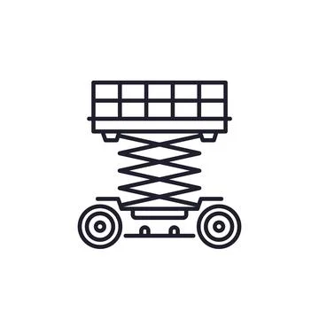 Lifting platform line icon, scissor lift vector Stock Illustration