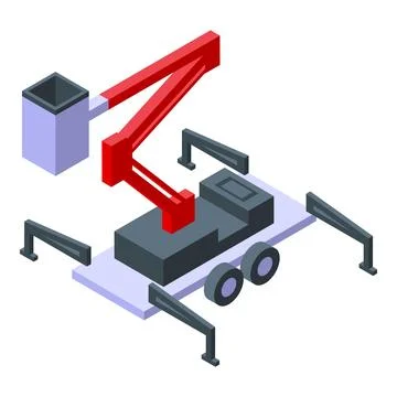 Lifting platform machinery operating with hydraulic arm extended 스톡 일러스트