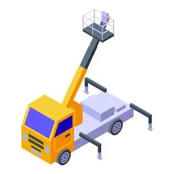 Lifting platform truck extending its hydraulic arm for maintenance tasks Stock Illustration