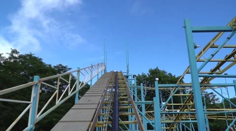Lifting up on a roller coaster ride Stock Footage 65775432