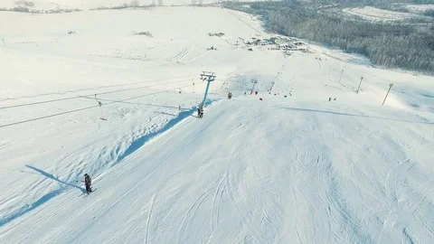 Lifting by the ski-lift to the summit. Stock Footage 70739637