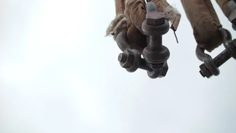 Lifting slings on crane close up Stock Footage 310748685