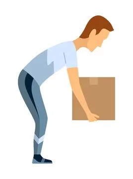 Lifting technique safe movement. Safety. Incorrect instruction for moving heavy イラスト素材