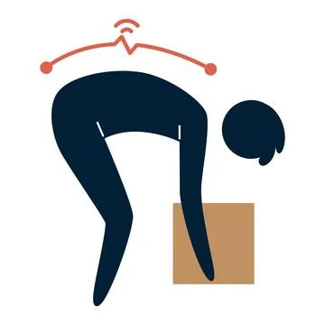 Lifting technique safe movement. Safety. Incorrect instruction for moving heavy Stock Illustration