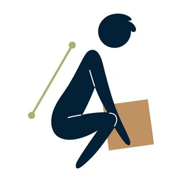 Lifting technique safe movement. Safety. Correct instruction for moving heavy Stock Illustration