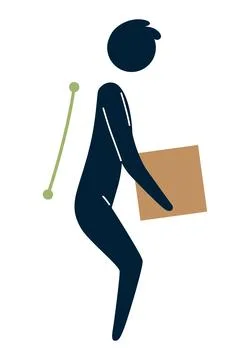 Lifting technique safe movement. Safety. Correct instruction for moving heavy Stock Illustration