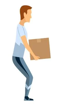 Lifting technique safe movement. Safety. Correct instruction for moving heavy Stock Illustration