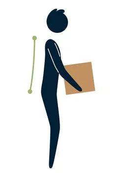 Lifting technique safe movement. Safety. Correct instruction for moving heavy Stock Illustration