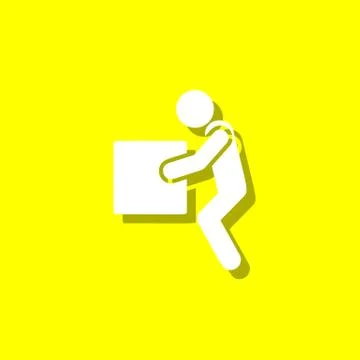 Lifting weights, box, man white icon with shadow イラスト素材