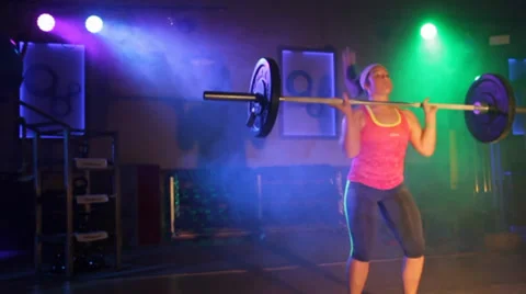 Lifting Weights Overhead Barbell Stock Footage 39153436