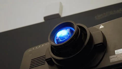 Ligh Projector Gleaming On The Stage Event. Low Angle Shot Stock Footage 302364878