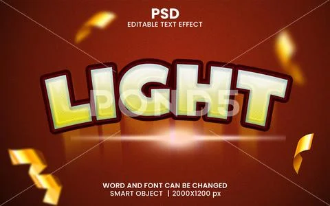 Light 3d Text Effect Editable PSD Modello PSD