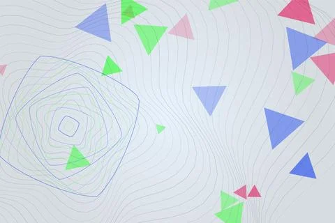 Light abstract background with colorful triangles and subtle topographic li.. Stockillustratie