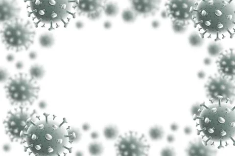 Light abstract bokeh background with COVID-19 bacteria cells. Stock Illustration