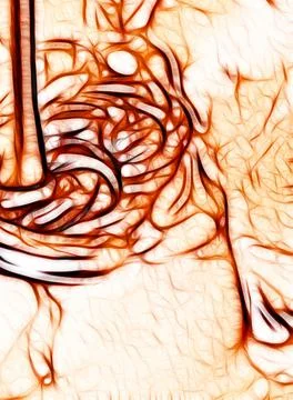 A light abstraction with red sinuous lines. Stock Illustration