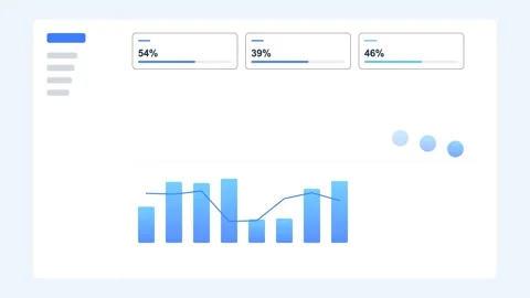 Light admin dashboard UI with animated mixed analytics charts Stock Footage 342600973