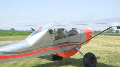 Light aircraft on lane Stock Footage 33124342