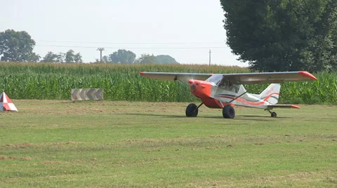 Light aircraft taking off Stock Footage 33124355